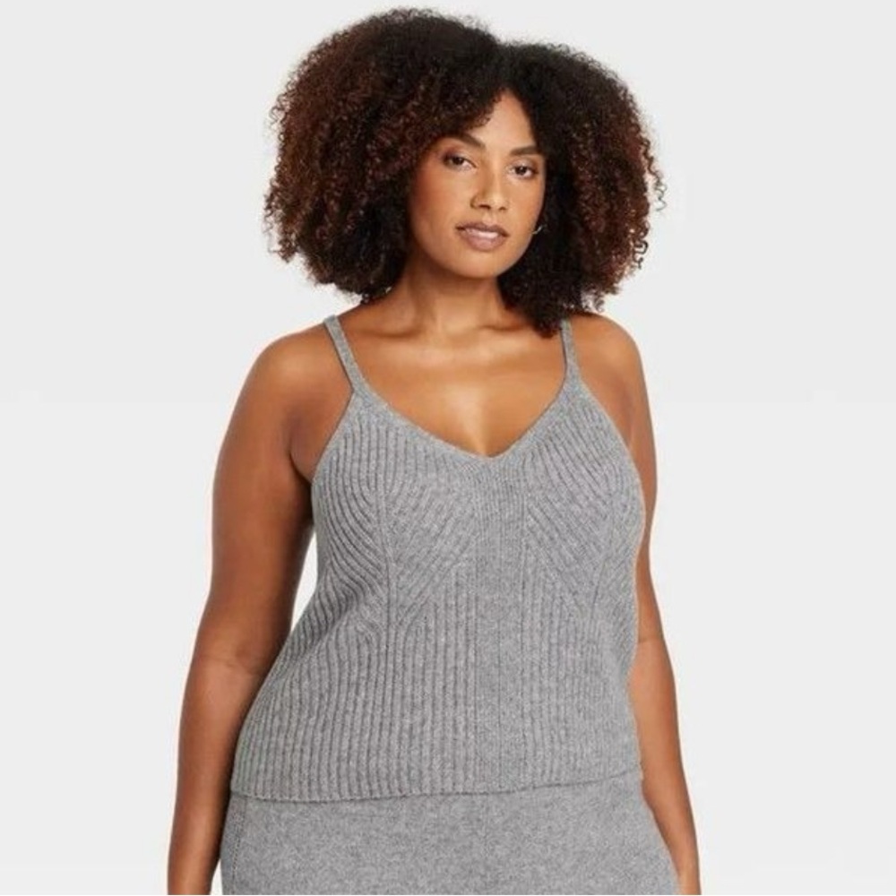 Plus size Auden Gray Ribbed Knit Tank Top 1X. New with tags